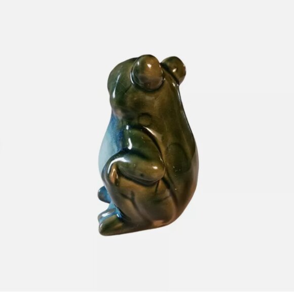Thoughtful Frog Ceramic Figurine Green 3 1/2" Tall - Picture 2 of 6
